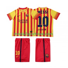Koszulka FC Barcelona Lionel Messi 10 2013 2014 Retro Dziecięcy Wyjazdowe Stroje Piłkarskie Krótki Rękaw